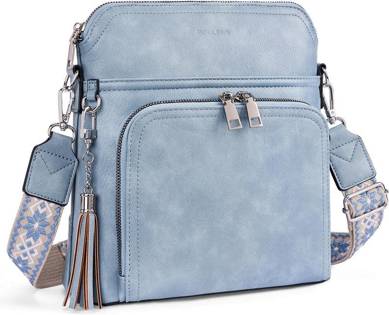 Roulens Crossbody Purse for Women Vegan Leather Medium Crossbody Wallet Bag for Travel Women Shoulder Handbags with Tassel - Image 1